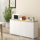 HOMCOM 55.1" L Sideboard Buffet Cabinet - White-Handle-less design creates a clean and modern appearance