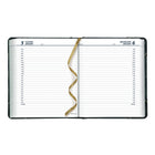 Brownline 2027 Traditional Daily Planner - 8-1/8" x 6-9/16" - Marble Green-Sewn binding with hard green marble cover. Black spine and trim