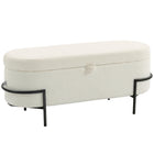 HOMCOM Lift-Up Lid Storage Ottoman Bench Footrest - Cream White-Spacious hidden storage helps keep your home tidy and clutter-free;