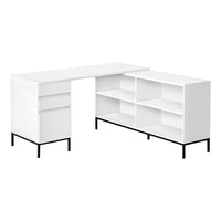 Monarch Specialties 7494 60" Computer Desk - White L-Shaped Corner-This computer desk in a white laminate has a space-saving, L-shaped design intended for placement in a corner.