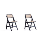 Manhattan Comfort Pullman 18.11" Industry Chic Dining Folding Chair - Black and Natural Cane - Set of 2-Modern - Industry Chic Cane Folding Dining Chair Perfect for Dining Room Use. Set of 2