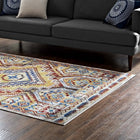 Modway Florita Distressed Southwestern Aztec Area Rug - 8 ft W x 10 ft L - Multicolored-Gripping Rubber Underside 