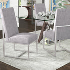 Manhattan Comfort Element 19.68" Modern Velvet Upholstered Dining Chair - Grey - Set of 2-Open Industrial Design Stainless Steel Metal Frame Base with Chrome Finish