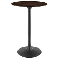 Modway Lippa 28" Round Wood Bar Table - Black Cherry Walnut-Modern Bar Table