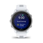 Garmin Forerunner 170 Music Smartwatch - Whitestone with Whitestone/Cloud Blue Band-HRV Status helps you gain a deeper understanding of your overall health, training, and recovery through heart rate variability by monitoring the time variations between consecutive heartbeats while you sleep