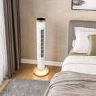 Seville Classics UltraSlimLine Oscillating Tower Fan with Light - White-Soft-Glow LED Light at Base