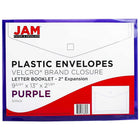 JAM Paper Plastic Envelopes with VELCRO Brand Closure, 2 Expansion, Letter Booklet, 9.75 x 13, Purple Poly, 12 Pack (218V2pu)-Velcro brand closure