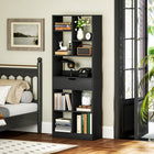 HOMCOM Tall Bookshelf with Drawer - Black-Material: MDF