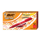 BIC Soft Feel Ballpoint Pens Retractable - 1.0mm - Red - 12 Pack-Features Easy-Glide System ink technology with up to 35% smoother ink compared to current BIC ball pen ink systems