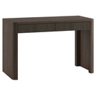 Hudson&Canal Palmera Rectangular Fluted Desk - 47.5" W - Brown Oak-Two drawers, opening seperately, with handle grips on the top for ease of use