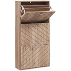 HOMCOM Slim Shoe Storage Cabinet with 3 Flip Drawers for 12 Pairs - Natural Wood-3 flip drawers can store up to 12 pairs of shoes