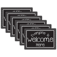 Ashley Productions Smart Poly Computer Mouse Pad - Everyone is Welcome Here - BW Dots - 6 Pack-Start your day on the right note with these stylish and functional accessories that feature inspiring quotes and positive sayings.