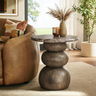 Modway Pietra Indoor/Outdoor Round Side Table - Dark Emperador Marble-Weather-Resistant Construction