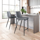 Zuo Magnus Barstool - Dark Grey/Black - Set of 2-Assembly required