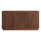 Hudson&Canal Hanson Rectangular Fluted TV Stand for TV's up to 55" - Satin Walnut-Features three swing-out doors and an adjustable center shelf