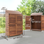 Outsunny Outdoor Wood Storage Cabinet with Double Doors - Mixed-Brown-Pent roof design prevents water and snow accumulation 