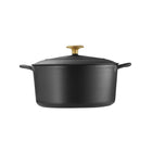 Tramontina Bestow 5.5 Qt Enameled Cast Iron Round Dutch Oven with Lid - Matte Black with Gold Knob-Cast iron construction provides superior heat retention and distribution