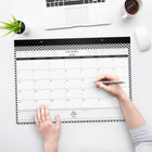 Staples 2026-2027 Herringbone Monthly Desk Pad Calendar - 17" H x 21-3/4" W - Bilingual-One month per page with open writing blocks