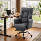 HOMCOM Executive Reclining Office Chair with Footrest and Headrest - Dark Grey-3-level reclining backrest (105°, 120°, and 135°) provides comfort