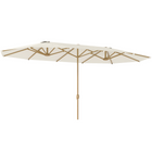Outsunny Double Garden Patio Umbrella with UV 30+ Protection - 179.1" W x 104.3" D - Beige-The UV30+ canopy of this double umbrella blocks 95% of harmful UV rays