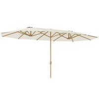 Outsunny Double Garden Patio Umbrella with UV 30+ Protection - 179.1" W x 104.3" D - Beige-The UV30+ canopy of this double umbrella blocks 95% of harmful UV rays
