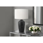 Monarch Specialties 25" H Contemporary Table Lamp - Black Concrete / Ivory / Cream Shade-Easily adjust the lighting with the convenient 3-way switch, compatible with a 3-way bulb up to 100W (not included), allowing you to create the right ambiance to brighten or softly illuminate your space