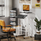 HOMCOM 23.6" Mobile Stand Up Desk - Black-Strong frame supports up to 220 lbs, securely holding all your equipment