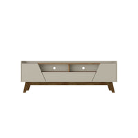 Manhattan Comfort Marcus 70.86" Mid-Century Modern TV Stand - Beige and Nature-Mid-Century Modern Free Standing TV Stand for Living Room and Bedroom use