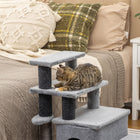PawHut Adjustable Height Cat Stairs with Scratching Post for Sofa - Black?Grey-Colours: Black, Grey 