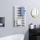 HOMCOM 8-Bar Electric Towel Warmer with Built-in Timer Led Indicators - White-Adjust the temperature from 30°C to 60°C quickly to keep your clothes and towels warm 