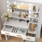 HOMCOM Vanity Table with Illuminated LED Mirror - 39.4" L x 15.7" W x 54.3" H - White-Non-slip pads prevent your floor from damage 