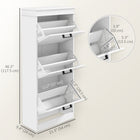 HOMCOM Narrow Shoe Cabinet with Flip Drawers & Adjustable Shelf - White-Painted surface makes it easy to clean