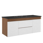 Modway Render 48" Wall-Mount Bathroom Vanity - White/Walnut/Black-Mid-Century Modern Vanity
