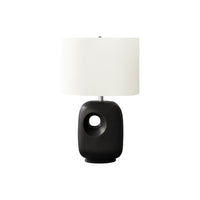 Monarch Specialties 26" H Contemporary Table Lamp - Black Ceramic / Ivory / Cream Shade-Contemporary 26"h table lamp featuring a sleek black ceramic base with a stylish cut-out design, perfectly blending modern aesthetics with functionality to brighten up any living room, office, or bedroom