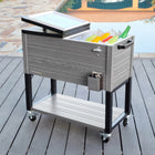 Permasteel 80 Quart Furniture Style Patio Cooler - Grey-Two Handles for Easy Movement