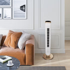 Seville Classics UltraSlimLine Oscillating Tower Fan with Light - White-3 Light Brightness Setting