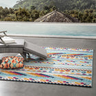 Modway Reflect Cadhla Vintage Abstract Geometric Lattice Indoor/Outdoor Area Rug - 5 ft W x 8 ft L - Multicolored-Durable Indoor/Outdoor Rug