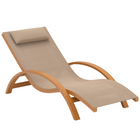 Outsunny Outdoor Lounge Chair - Garden Sun Lounger with Headrest - Khaki-Weather resistant pine frame offers strong and reliable support