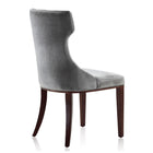 Manhattan Comfort Reine 19.7" Traditional Velvet Upholstered Dining Chairs - Grey and Walnut - Set of 2-Weight Capacity: 300 lb. Seat Height: 18.5"