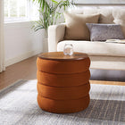 Modway Mezzo Round Performance Velvet Storage Ottoman - Rust-Dense Foam Padding