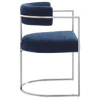 Modway Huron Curved Back Fabric and Metal Dining Accent Chair - Silver/Navy-7