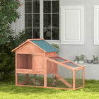 PawHut 2-Tier Outdoor Rabbit Hutch with Removable Tray, Ramp and Asphalt Roof-2-floor design, offer a large room 