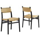Modway Wynn Rope and Wood Dining Side Chairs - Black/Natural - 2 Pack-Set of 2 Dining Accent Chairs