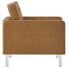 Modway Loft Tufted Vegan Leather Armchair - Silver Tan-Dense Foam Padding
