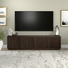 Hudson&Canal Hanson TV Stand for TV's up to 85" - Alder Brown-Constructed of sturdy MDF materials in a handcrafted alder white finish