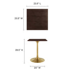 Modway Lippa 24" Square Wood Dining Table - Gold Cherry Walnut-MDF Table Top