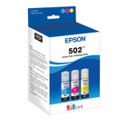Epson T502 Dye Ink Bottle Combo Pack - Cyan/Magenta/Yellow-Get thousands of pages