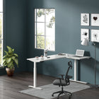 Motionwise M4 EXEC2 Series 63" x 40" L-Shaped Office Electric Height Adjustable Sit-Stand Desk - White-Heavy-Duty Strength: Supports up to 225 lbs., accommodating multiple devices, monitors, and heavy equipment like printers with ease.