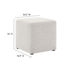 Modway Callum 17" Square Woven Heathered Fabric Upholstered Ottoman - Heathered Weave/Ivory-Dense Foam Padding