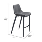 Zuo Magnus Barstool - Dark Grey/Black - Set of 2-3 year limited warranty